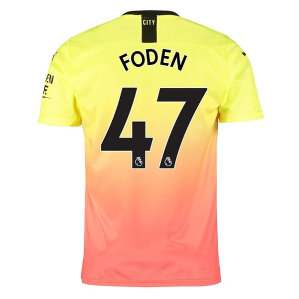 Camiseta Manchester City NO.47 Foden Tercera equipo 2019-20 Naranja